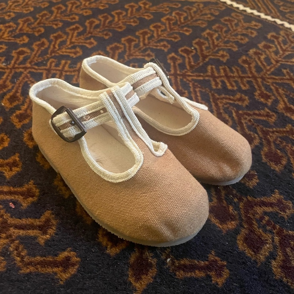 Tan Canvas Mary Jane shoes, brand- small lot, size 9